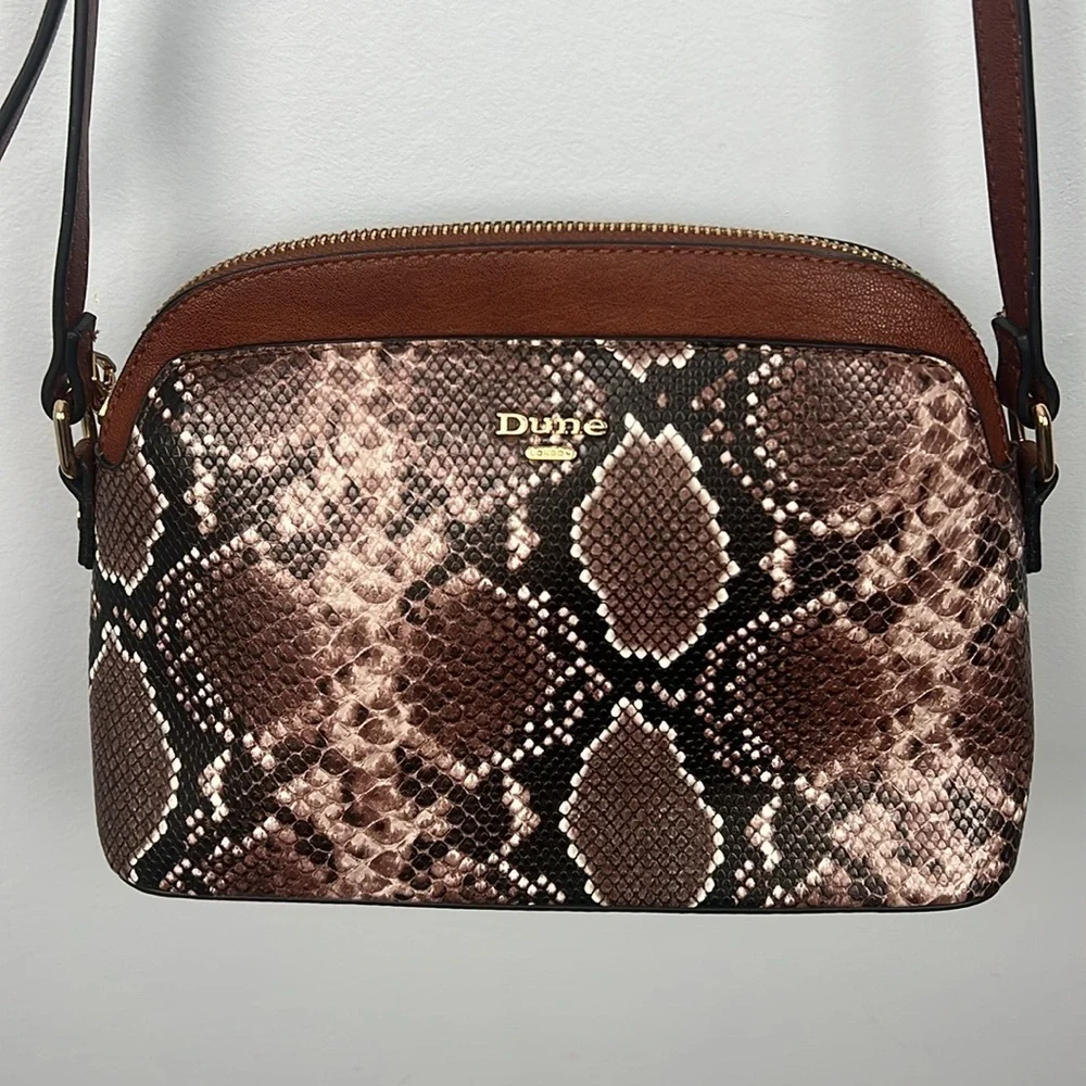 Elegant Snakeskin Crossbody Bag in Brown and Cream